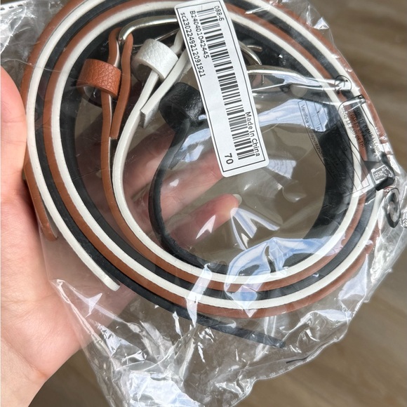 Women's Leather Belt Set - Black, White, and Brown - Picture 2 of 7